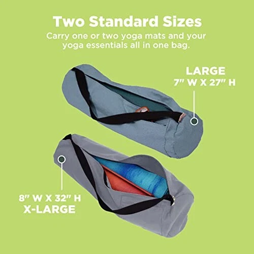 Eco-friendly Cotton Yoga Mat Bag in XL Black & Multiple Colors - 2 Sizes