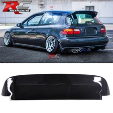 Fit 92-95 Honda Civic Hatchback Rear Roof Window Spoiler Wing Gloss Black Abs