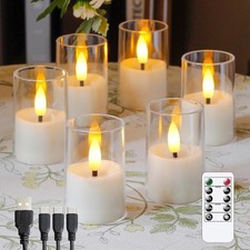 Rechargeable Acrylic Flameless Votive Candles with Timer Remote Control 1.7...