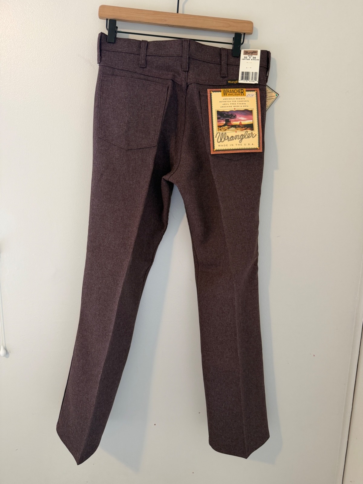 32x30 Heather Burgundy Usa Made Boot Pants Nwt