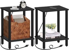 End Table W/ Charging Station Set of 2 Side Table W/ USB Ports Outlets