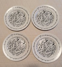 Disney Beauty and The Beast Dinner Plates (4) Lumiere Be Our Guest Chalkboard