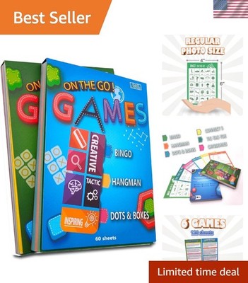 6 Portable Travel Game Activities Notepad On The Go Plane Trip Game 4 x 6-inc...