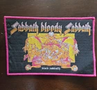 BLACK SABBATH,SABBATH BLOODY SABBATH,SEW ON PINK BORDER  WOVEN PATCH