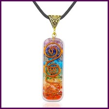Trendy 7 Chakras Hand Healing Orgone Pendant - Chakra Crystal Necklace with