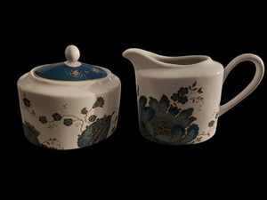 222 FIFTH Eliza Teal Creamer & Sugar Bowl.