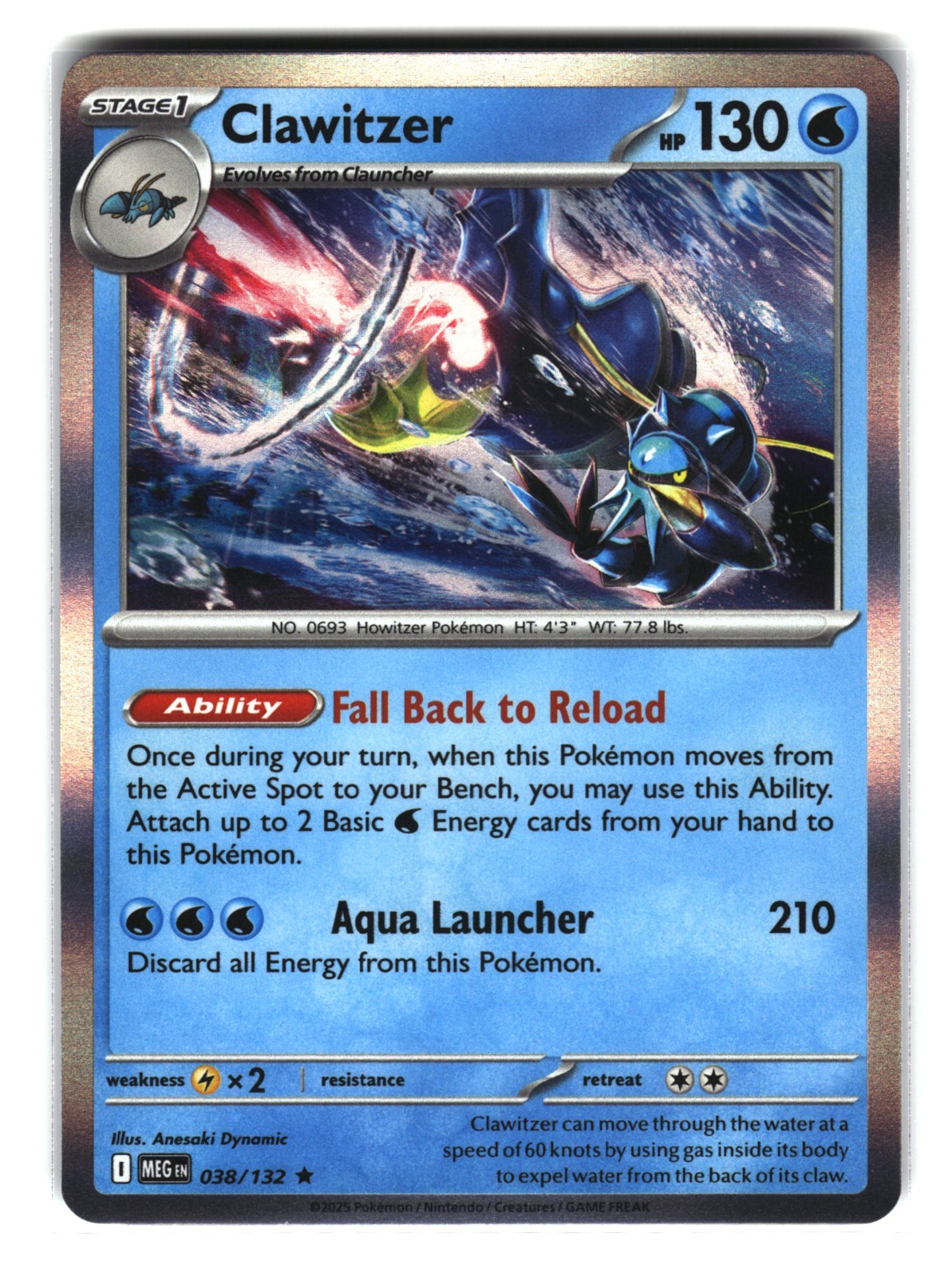 Clawitzer 038/132 Holo Rare Pokemon Card NM