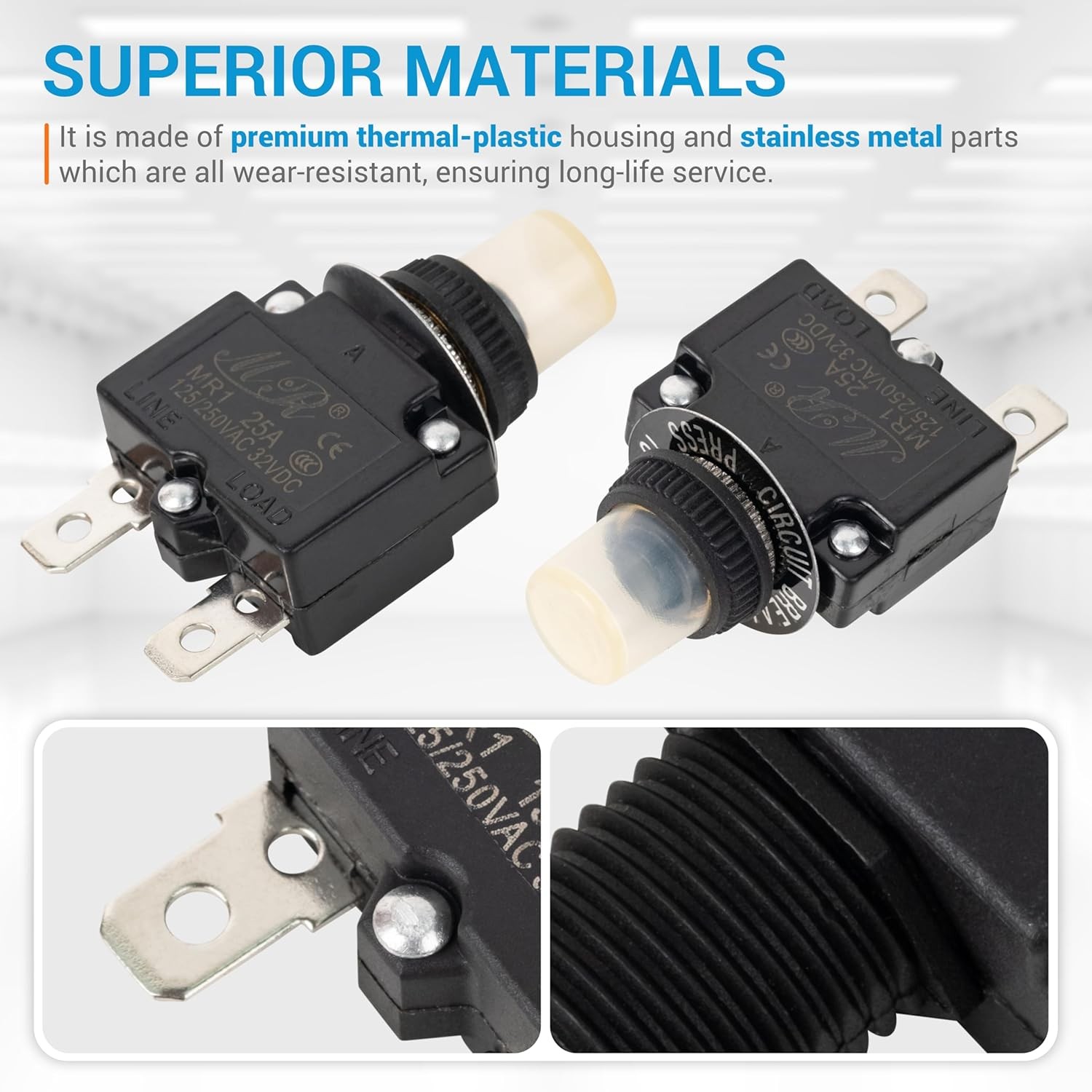 BlueStars 2 Packs 25Amp Thermal Circuit Breaker 125/250V AC 32V DC -... 