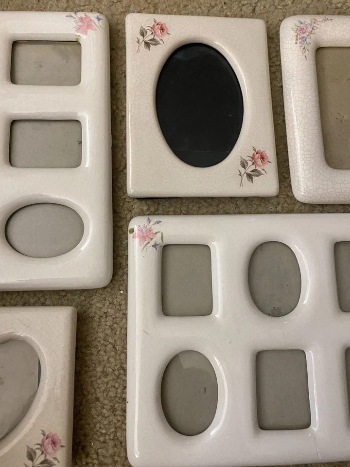 🌸 Lote de molduras florais de porcelana vintage chique gasto Cottagecore 💖 Conjunto de 5 - Imagem 4 de 4