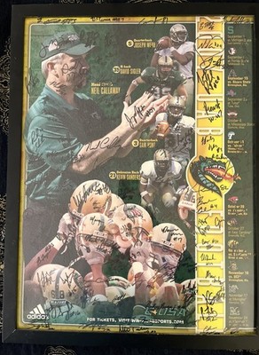 2007 UAB Blazers Team Autographed  Schedule Poster Framed Sam Hunt Auto And More