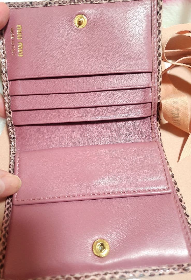 Miu Miu Python Patchwork Bifold Wallet Pink Exoti… - image 2