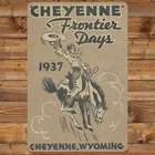 Vintage 1937 Cheyenne Frontier Days Western Tin Metal Signs Home Décor 8x12