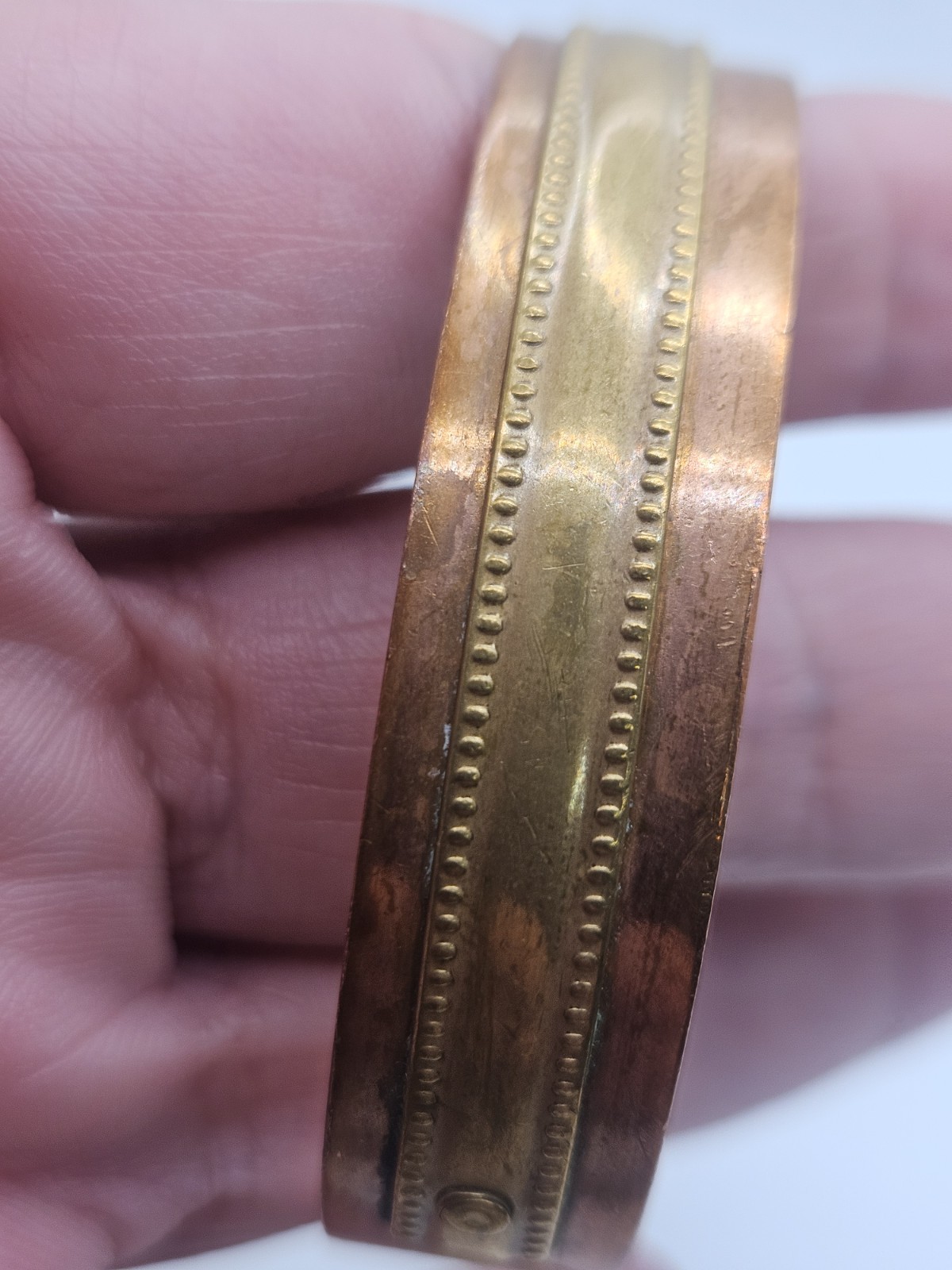 Vintage Solid Copper Brass Accent Cuff Bracelet - image 4