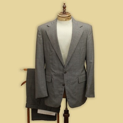 VTG Polo Ralph Lauren Tan Basketweave Check Wool Single-Vent Pleated Suit 38R US