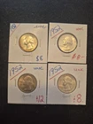 4 Uncirculated 1952 Silver Washington Quarter Coin Collection