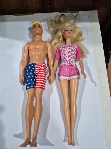 Barbie Ken Beach Doll in Stars and Stripes Flag Shorts plus a Barbie Doll