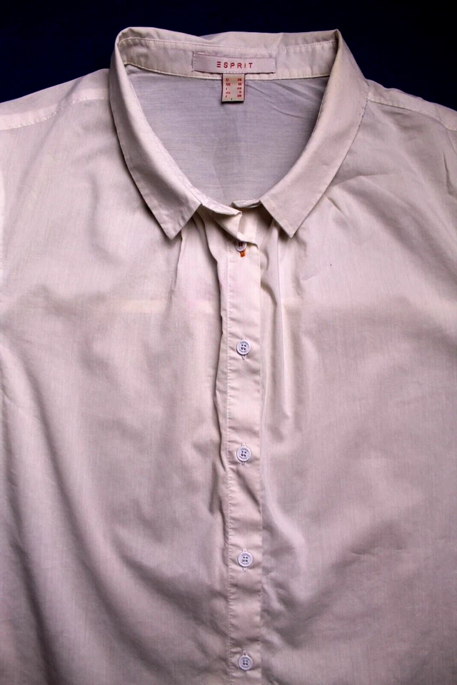 BLUSA ESPRIT VINTAGE Damas Talla 6 Marfil Sólido Manga Larga Ligera Elástica Foto 2 de 4