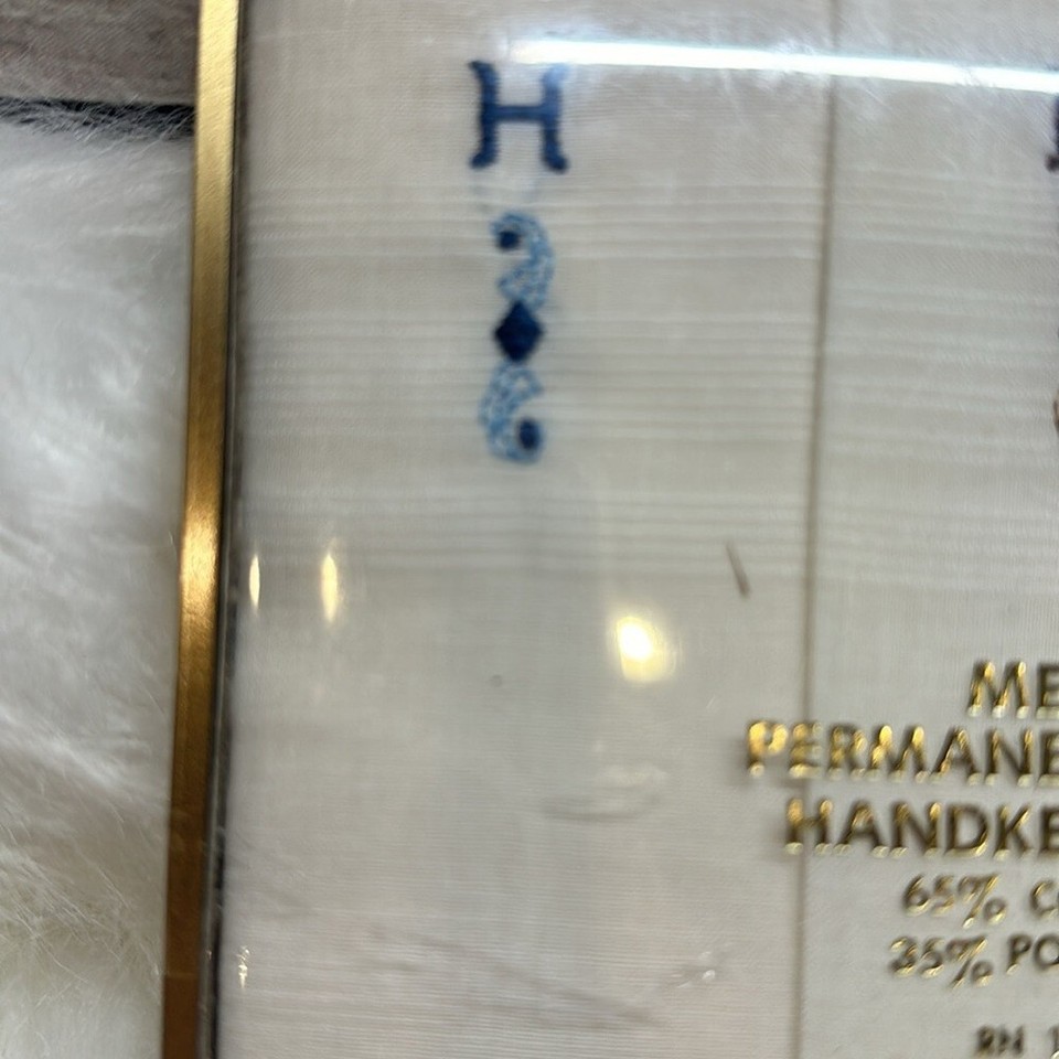 Vintage NWT Men's Permanent Press Handkerchiefs Monogram H White RN