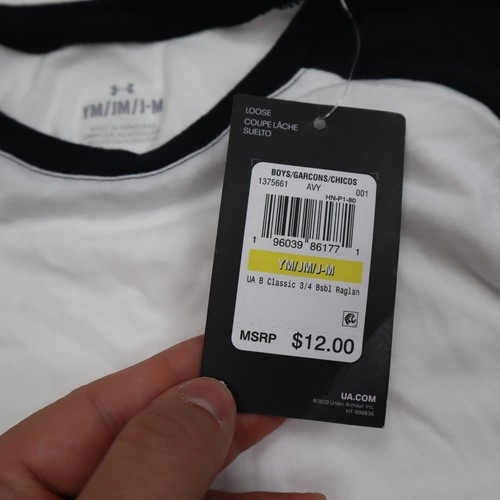 NEW Under Armour Shirt Boys Classic Medium Baseball Raglan 3/4 Sleeve - Picture 7 of 8