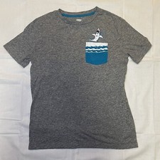 Old Navy Shark Graphic Pocket Tee Crew-Neck T-Shirt for Boys XL 14-16 Gray