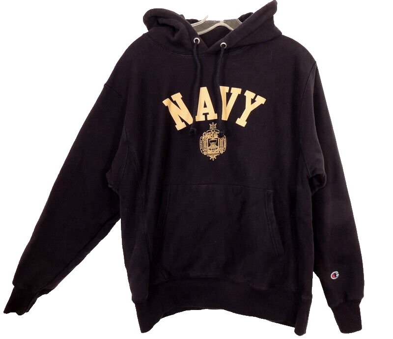 Vintage Champion Reverse Weave Navel Academy NAVY Hoodie Sweatshirt M Heavy 