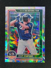 Riley Stanford 2022 Stars & Stripes CRACKED ICE Refractor 18U National SP SN /23