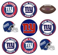 New York Giants Edible Image Toppers. Edible Round Pre Cut Stickers.