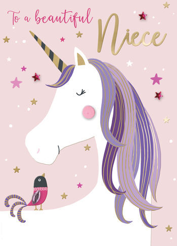 Beautiful Niece Unicorn Happy Birthday Card - Second Nature Just to Say Range