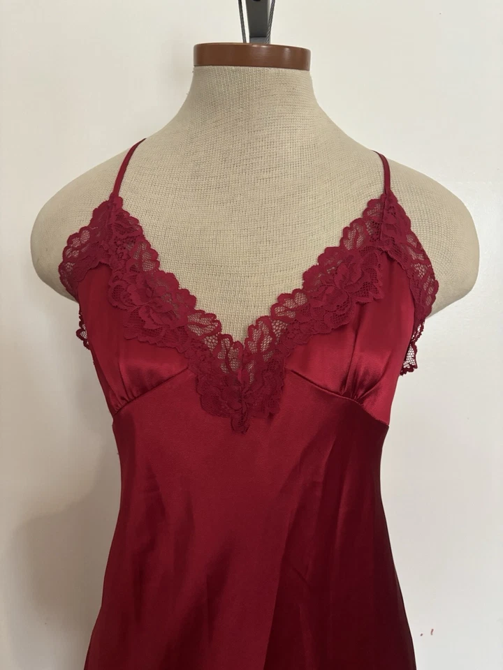 DE COLECCIÓN: Vestido sin Mangas Lencería Maxi Sedoso Sleaze Indie *TALLA S (ROJO) Foto 2 de 4