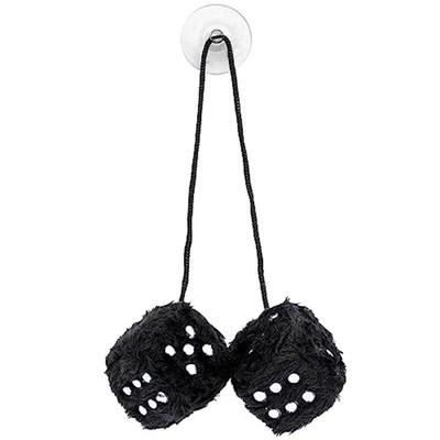 Vagway Plüschwürfel Für Den Auto-Spiegel - Weiße Fuzzy Dice, Retro-Accessoire