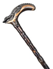 Vintage Antique Outstanding Carved Wood Alligator Crocodile Walking Stick Cane