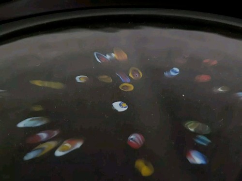 Vtg Crate&Barrel Black Carnivalle Millefiori Glass Round Platter Tray Italy 16" - Picture 6 of 15