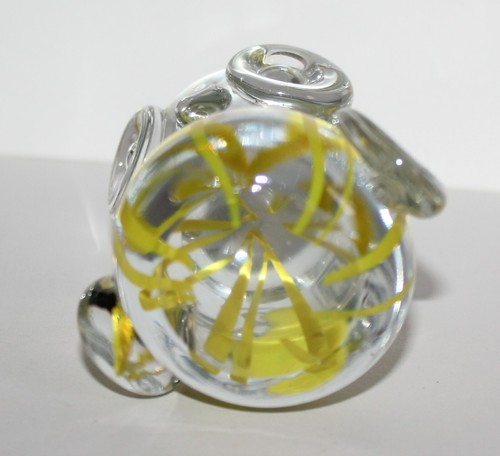 Vintage Murano Style Glass Clear Yellow Owl Paperweight Swirl CR1 - Picture 7 of 7
