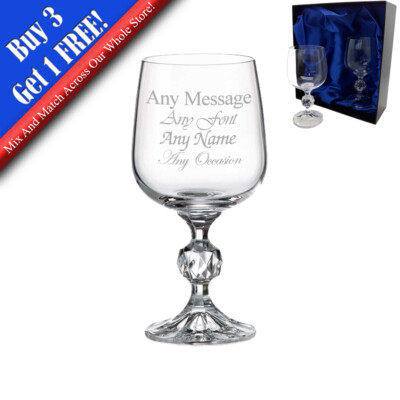Personalisierte Gravur Twin 190ml Kristall Wein Packung mit Satin Geschenkbox