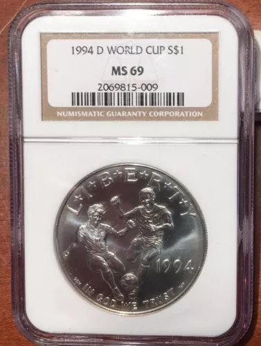1994 D USA-LA SILVER $1 WORLD CUP Uncirculated Commemorative NGC MS 69 