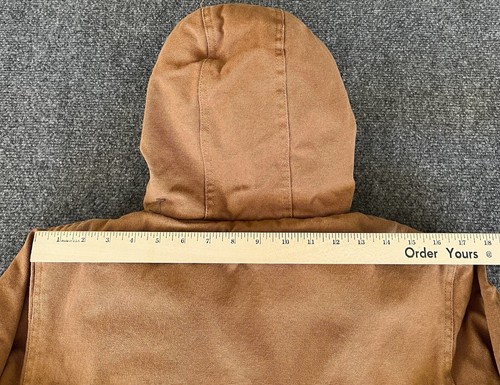Canada Work Gear Jacket Youth XL (18/20) Brown Duck Canvas Hooded Fleece Lined - Picture 17 of 18