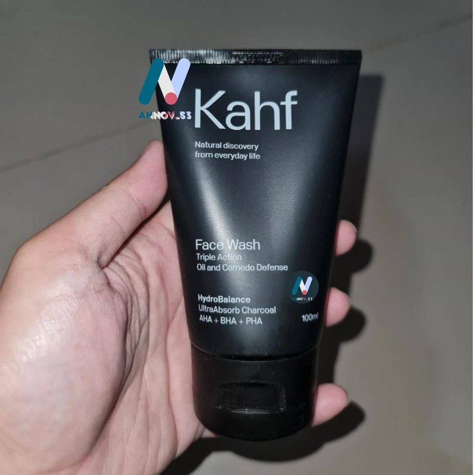 KAHF MEN Face Wash Charcoal Moist AHA BHA Remove Blackheads Oil Comedo 2X100ml - Image 4 of 4