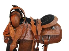 Western Trail Saddle Horse Pleasure Floral Tooled Used Leather Tack 15 16 17 18
