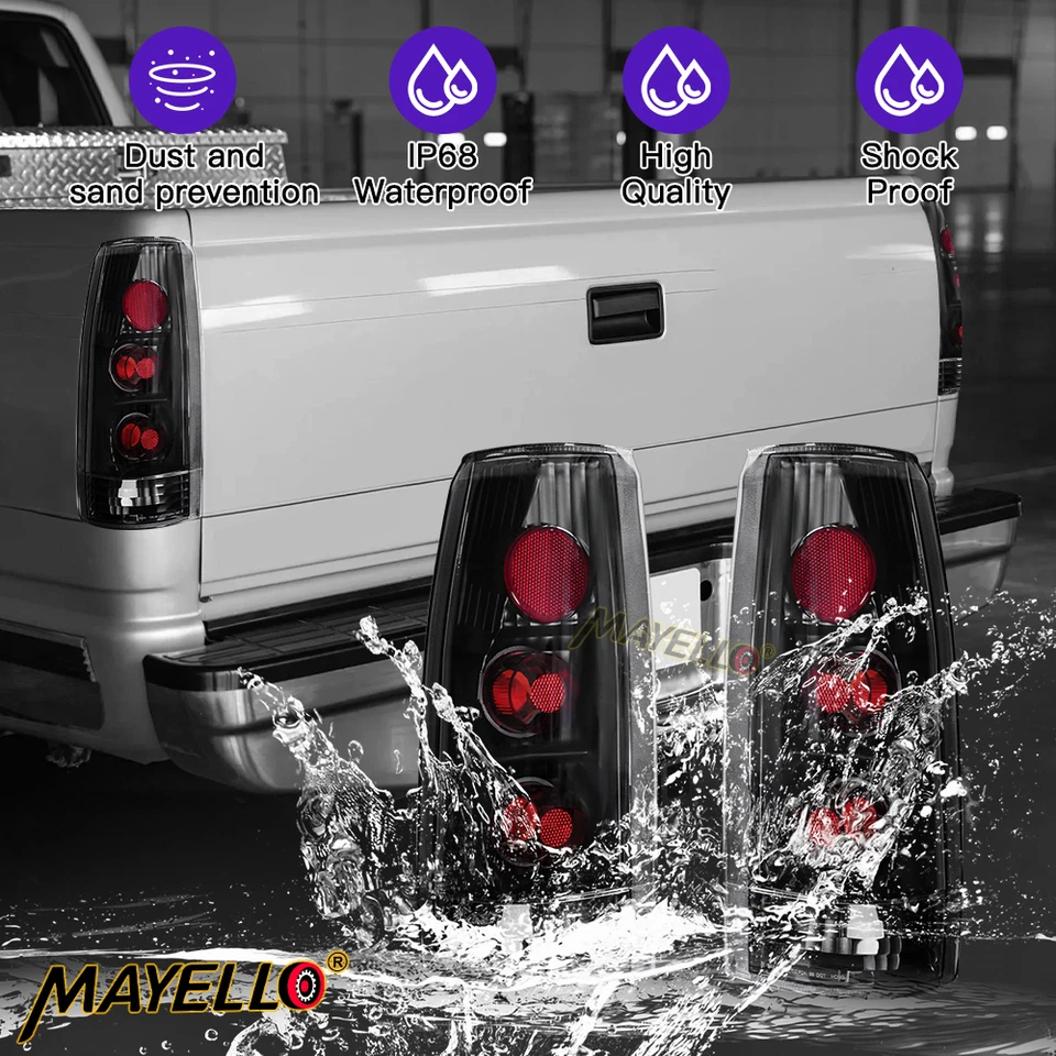 Luces traseras para Chevy GMC C/K 1500 2500 3500 1988-1998 luces de freno de humo negras Foto 4 de 4