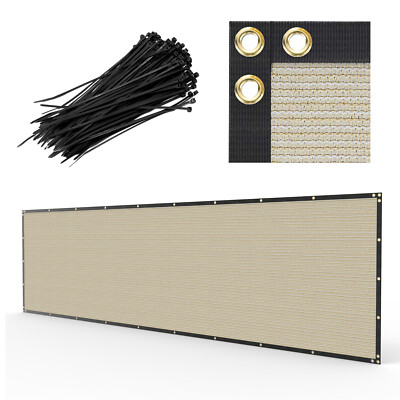 4/5/6/8 ft Privacy Fence Screen Windscreen Garden Yard Mesh Shade Cover Beige
