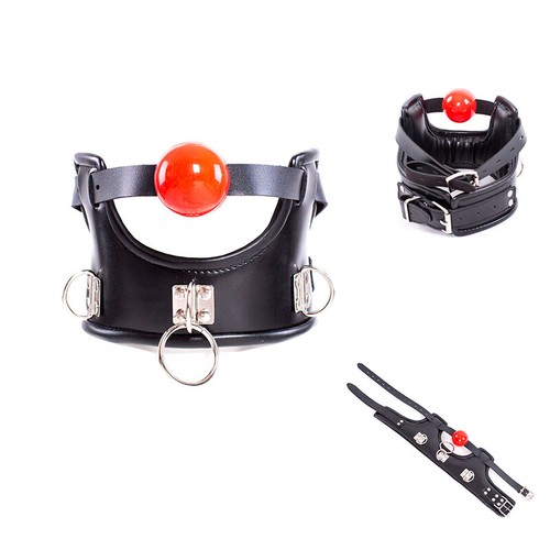 Halsband Mit Mundknebel Ball Bondage Mund öffnen Fetisch Fesseln Open Mouth Gag - Bild 16 von 26
