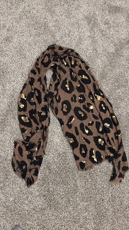 Express Leopard Metallic Gold Scarf