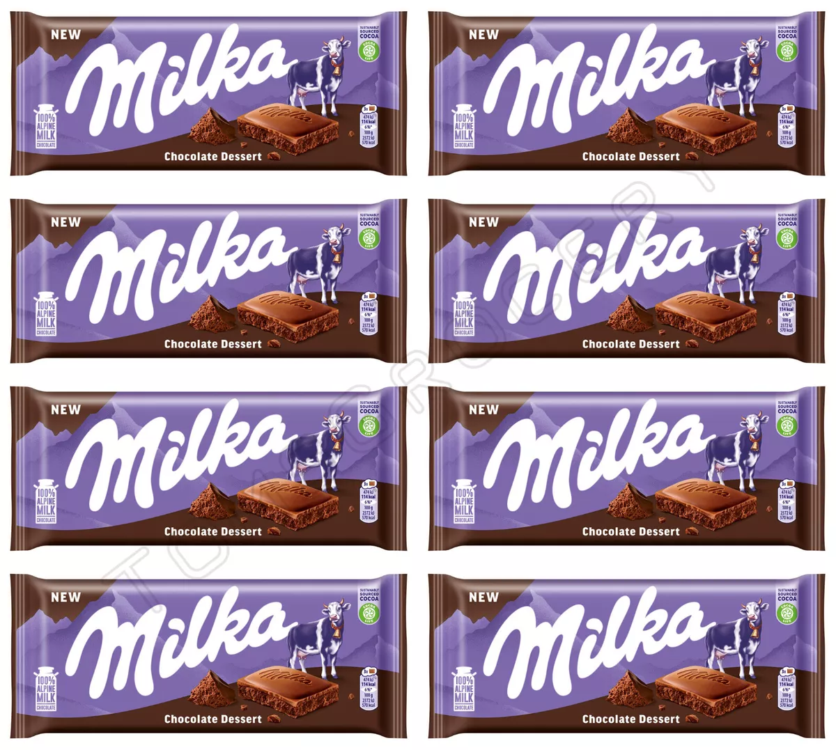 MILKA CHOCOLATE DESSERT Chocolate Bars European Candy Sweets 8x 100g 3.5oz