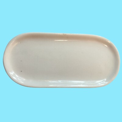 White Ceramic Trinket Dish Oval Vintage Delton Products 