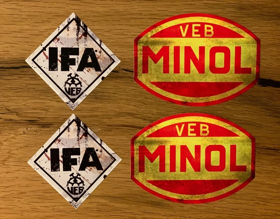 4x Minol IFA Vintage VEB DDR Aufkleber Auto Oldtimer KULT Ratte Retro Ossi #939