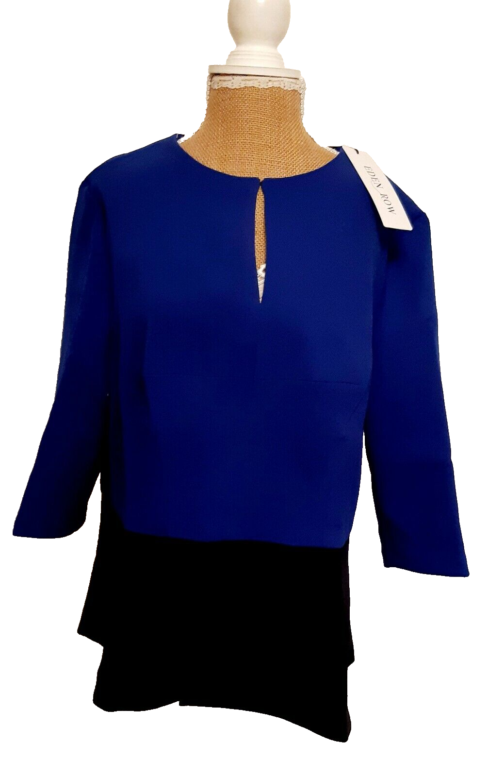 FILA Camicia top blusa EDEN ROW donna blu zaffiro nero peplo taglia 18 nuova con etichette