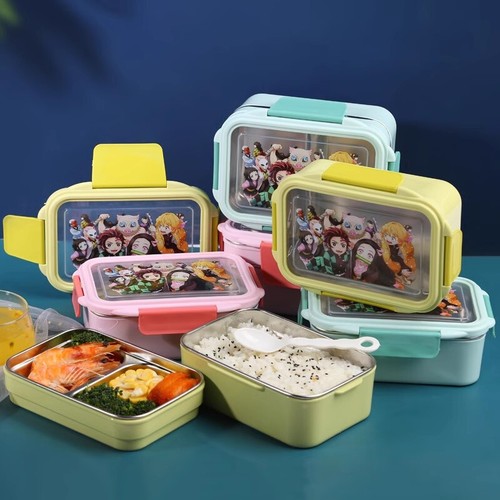 Anime Demon Slayer Lunch Box Double Layer Thermal Food Container Stainless Steel - Picture 2 of 25