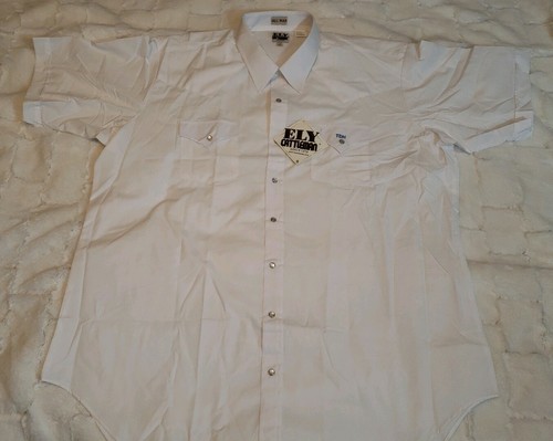 Ely Cattleman Herren 18,5 Tall Pearl Snap Langarm Western Hemd weiß Neu mit Etikett - Bild 1 von 12