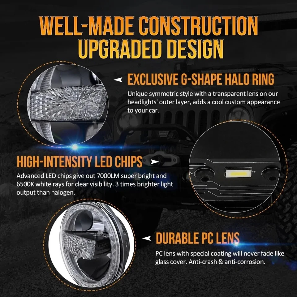 E24 LED Scheinwerfer Plug&Play für VW Golf I II MK2 Land Rover Defender JK W460 - Bild 3 von 4