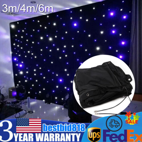 LED Stage Starry Sky Backdrop Wedding Party Stage Curtain Background 3m/4m/6m - Afbeelding 1 van 48